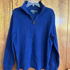 Ralph Lauren Blue Zip Up Sweater with Stand-Up Collar